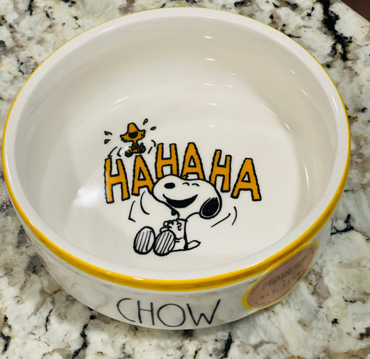 New Rae Dunn x Peanuts Snoopy line CHOW pet food dish / bowl