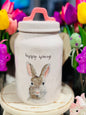 Rae Dunn vintage bunny line HAPPY SPRING 8” canister