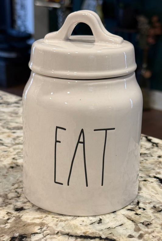 New Rae Dunn white ceramic 6” EAT canister