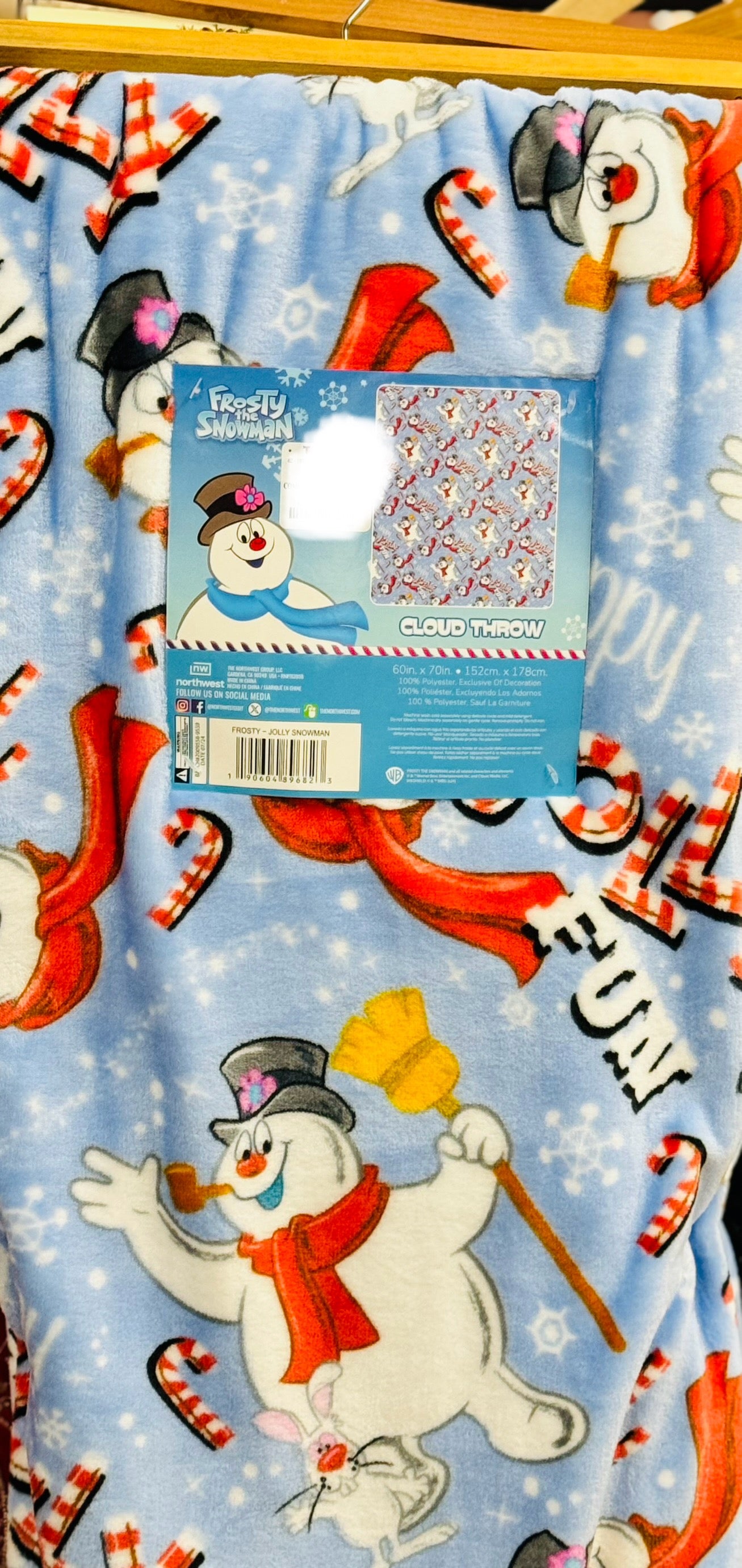 New Frosty The Snowman blue Christmas throw blanket 50x70