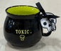 New Rae Dunn black iridescent ceramic Halloween cauldron coffee mug TOXIC