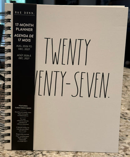 New Rae Dunn 8x10 spiral hardback 2026-2027 Planner-block letters