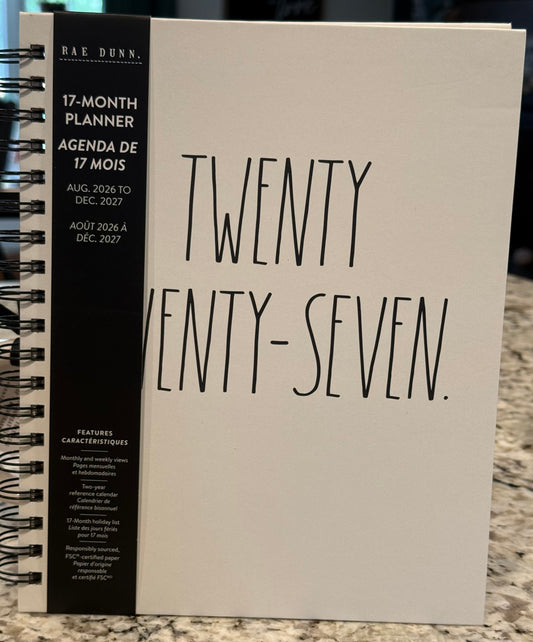 New Rae Dunn 8x10 spiral hardback 2026-2027 Planner-block letters