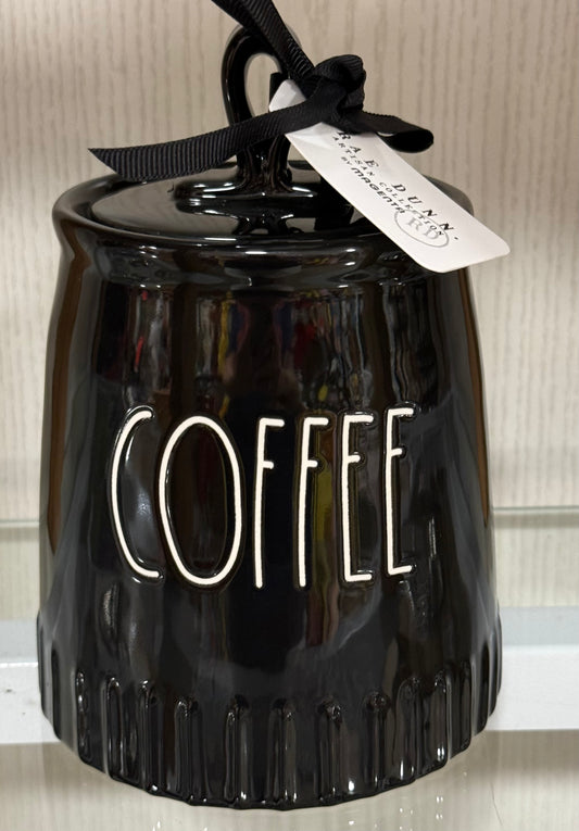New release Rae Funn 6” ceramic black iridescent COFFEE canister