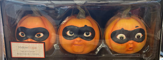 New Halloween Home set of 3 baby face masked pumpkin Halloween decor