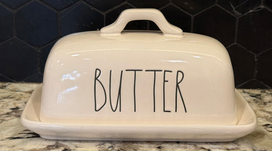 New Rae Dunn white ceramic BUTTER storage dish