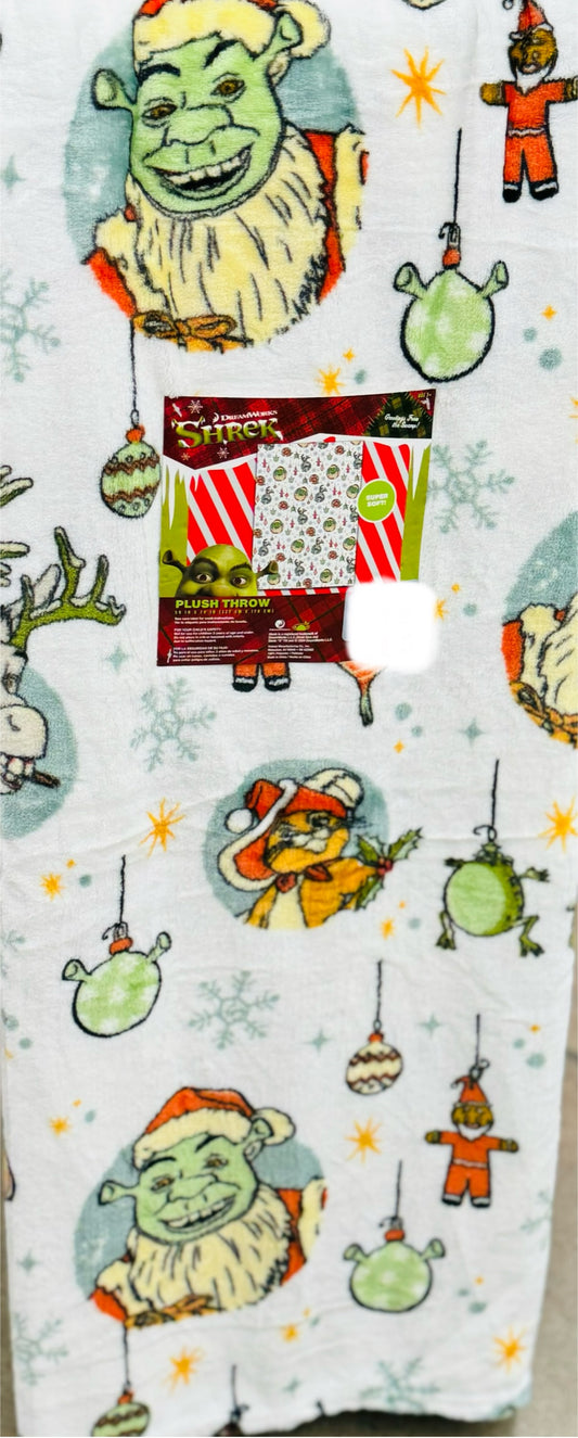 New Shrek Christmas Holiday throw blanket 50x70