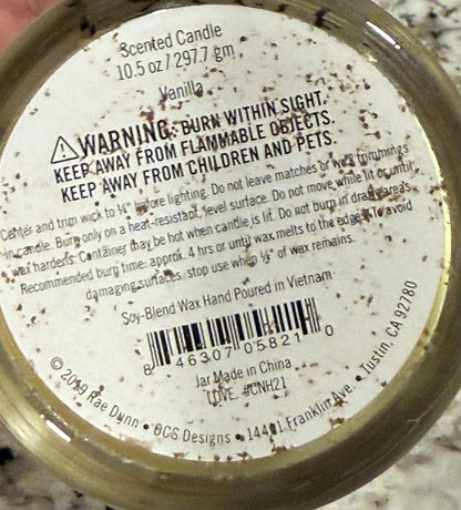 New Rae Dunn Vanilla scented 10.5 oz candle LOVE