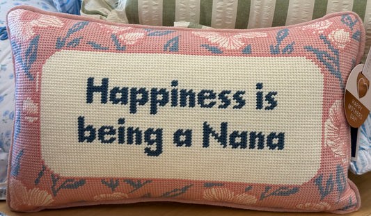 New Rachel Zoe 9x15 needlepoint throw pillow decor HAPPINESS IS BEING A NANA