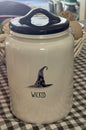 New Rae Dunn white witch hat ceramic Halloween decor 9” canister WICKED
