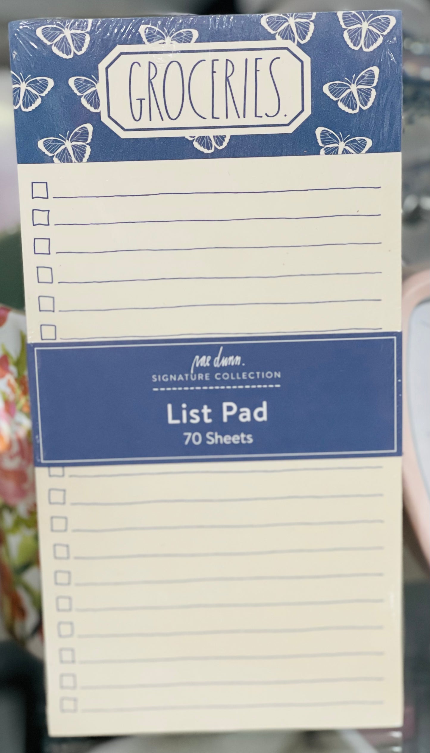 New Rae Dunn blue GROCERIES shopping list notepad