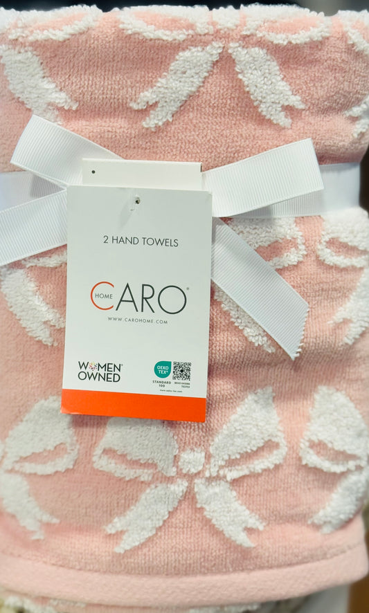 New super soft Caro pink & white 2-piece bathroom hand towel set
