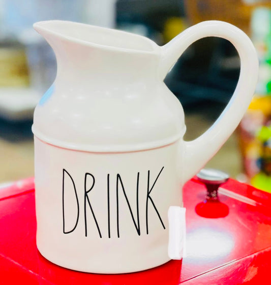 New Rae Dunn white ceramic DRINK large pitcher