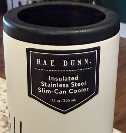 New Rae Dunn insulated stainless slim can holder 12oz FOOTBALL SEASON