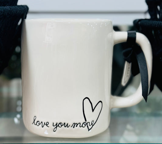 New Rae Dunn white ceramic coffee mug LOVE YOU MORE