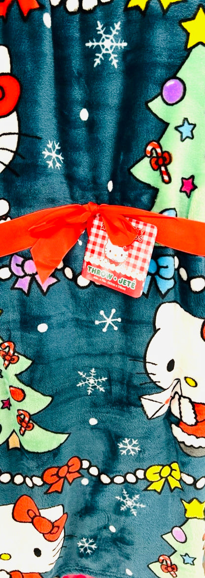 New Hello Kitty blue Christmas throw blanket 60x70