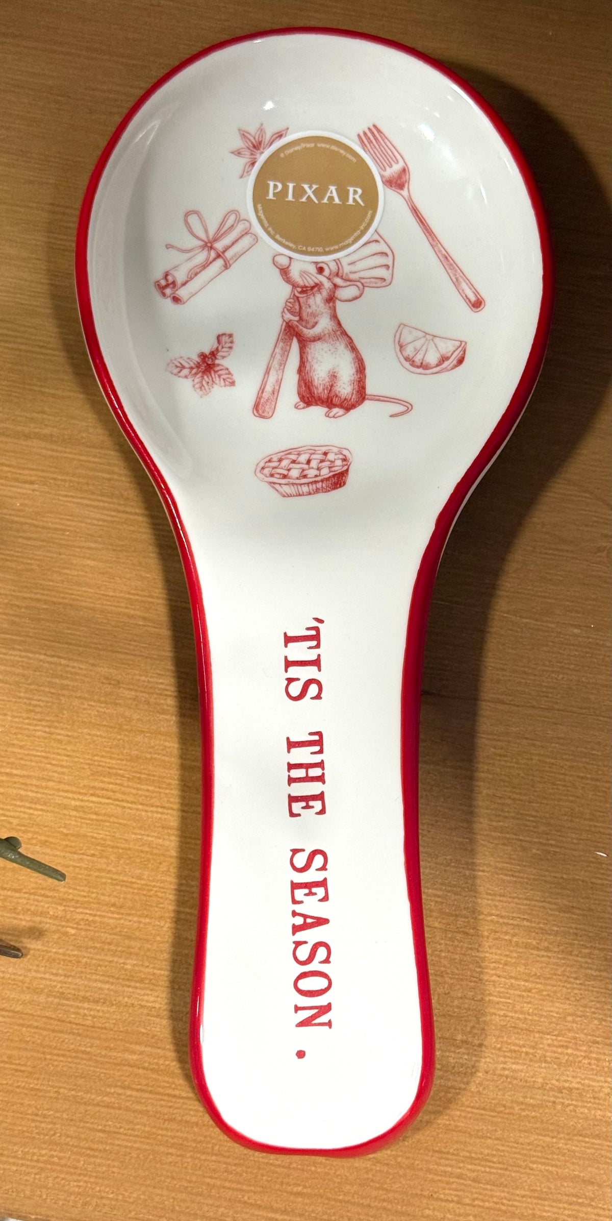 New Rae Dunn c Ratatouille ceramic Christmas decor spoon rest TIS THE SEASON