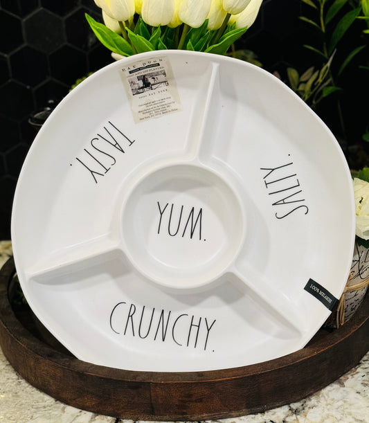 New Rae Dunn white melamine round serving tray