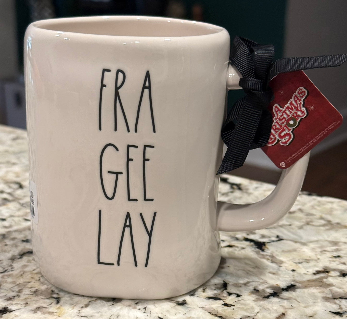New Rae Dunn x A Christmas Story white ceramic coffee mug FRA GEE LAY