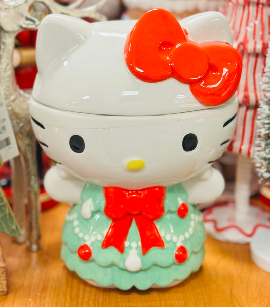 New ceramic Hello Kitty Christmas cookie jar