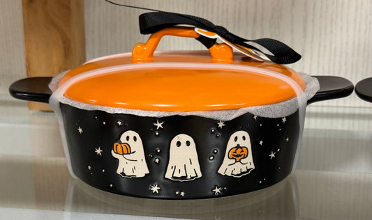 New Rae Dunn ceramic Halloween baking dish HAPPY HAUNTING