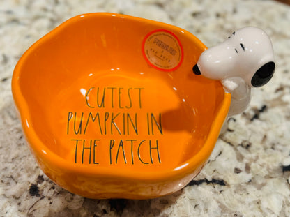 New Rae Dunn x Peanuts Snoopy serving bowl CUTEST PUMPKIN IN THE PATCH