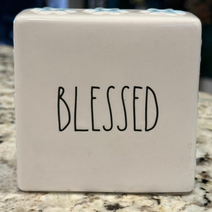 New Rae Dunn 5x5 decor block BLESSED/HE IS RISEN
