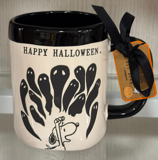 New Rae Dunn x Peanuts ceramic Snoopy Halloween coffee mug HAPPY HALLOWEEN