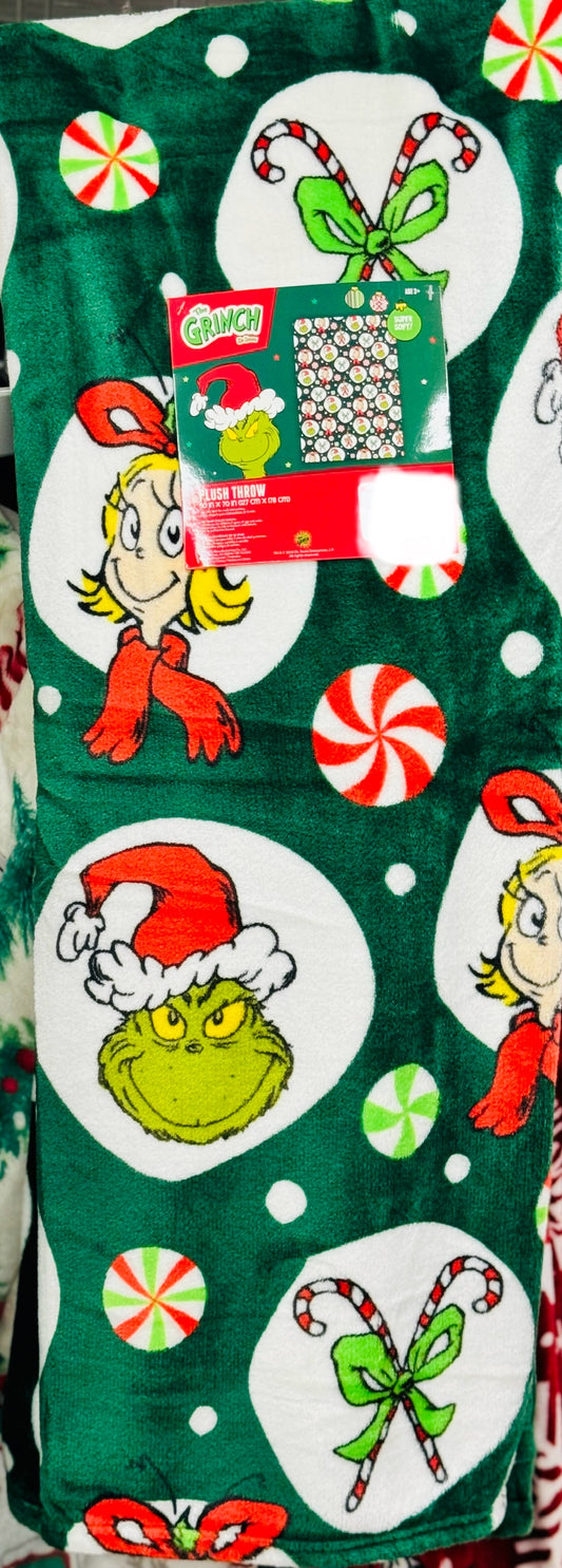 New Christmas Grinch themed oversized Cindy Lou throw blanket 50x70