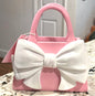 New resin 8x6 pink and white bow handbag vase