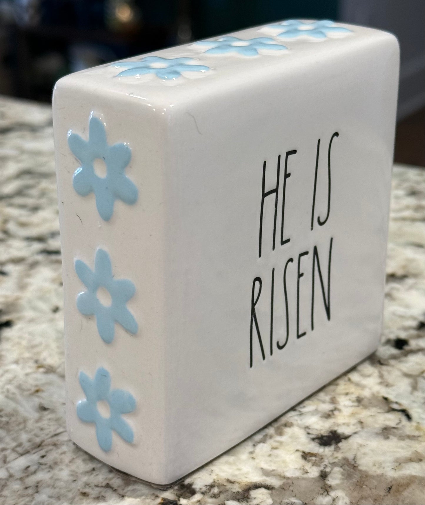 New Rae Dunn 5x5 decor block BLESSED/HE IS RISEN