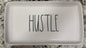 Rae Dunn white ceramic 10x5 tray HUSTLE