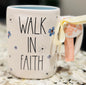 New Rae Dunn ceramic floral coffee mug WALK IN FAITH