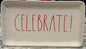 New white ceramic Rae Dunn  decor tray 10x5 CELEBRATE