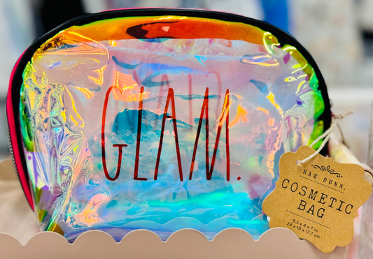 New Rae Dunn iridescent GLAM make up toiletries bag