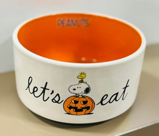 New Rae Dunn x Peanuts Snoopy ceramic 6” bowl LET’S EAT