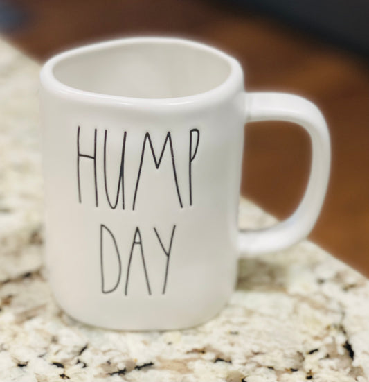 New Rae Dunn matte white ceramic coffee mug HUMP DAY