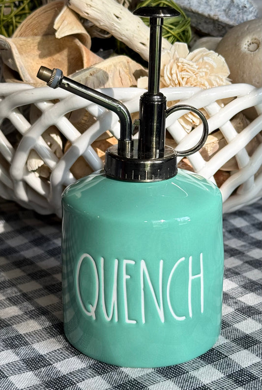 New Rae Dunn teal ceramic plant mister QUENCH