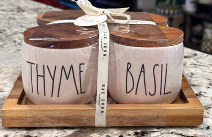 New Rae Dunn white ceramic spice storage jar set