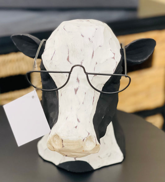 New Resin Cow with glasses Farmline household decor 8x7” (at ears)