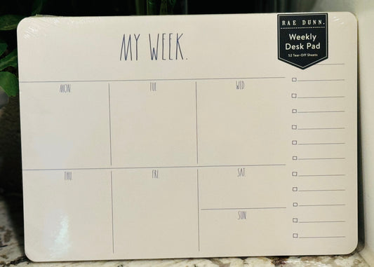 New Rae Dunn stationary-navy writing MY WEEK tear off sheet calendar