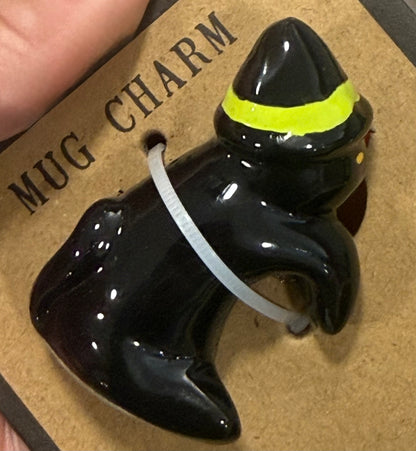 New Rae Dunn green ceramic cat mug charm and WICKED WITCH Halloween coffee mug