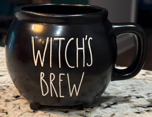 New Rae Dunn black ceramic caldron coffee mug Halloween decor WITCH’S BREW