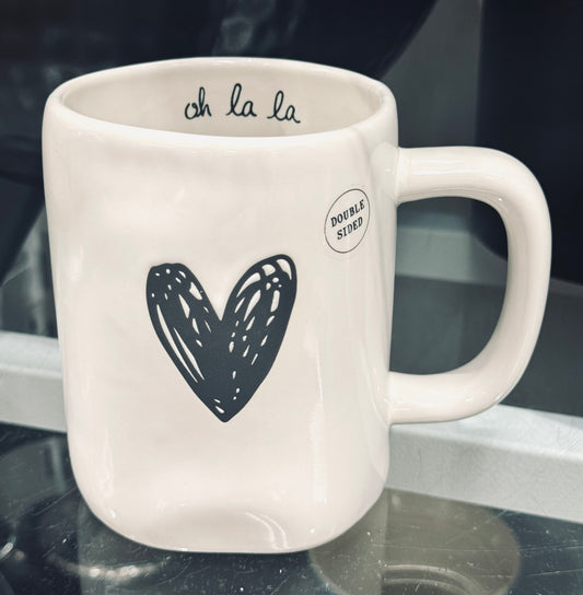 New Rae Dunn white ceramic coffee mug OH LA LA 🖤