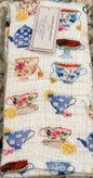New Cupcakes and Cashmere 2-piece kitchen royal check teapot dish towel set