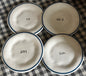 Rae Dunn vintage Blue Line ceramic 4-piece 6” dessert plate set