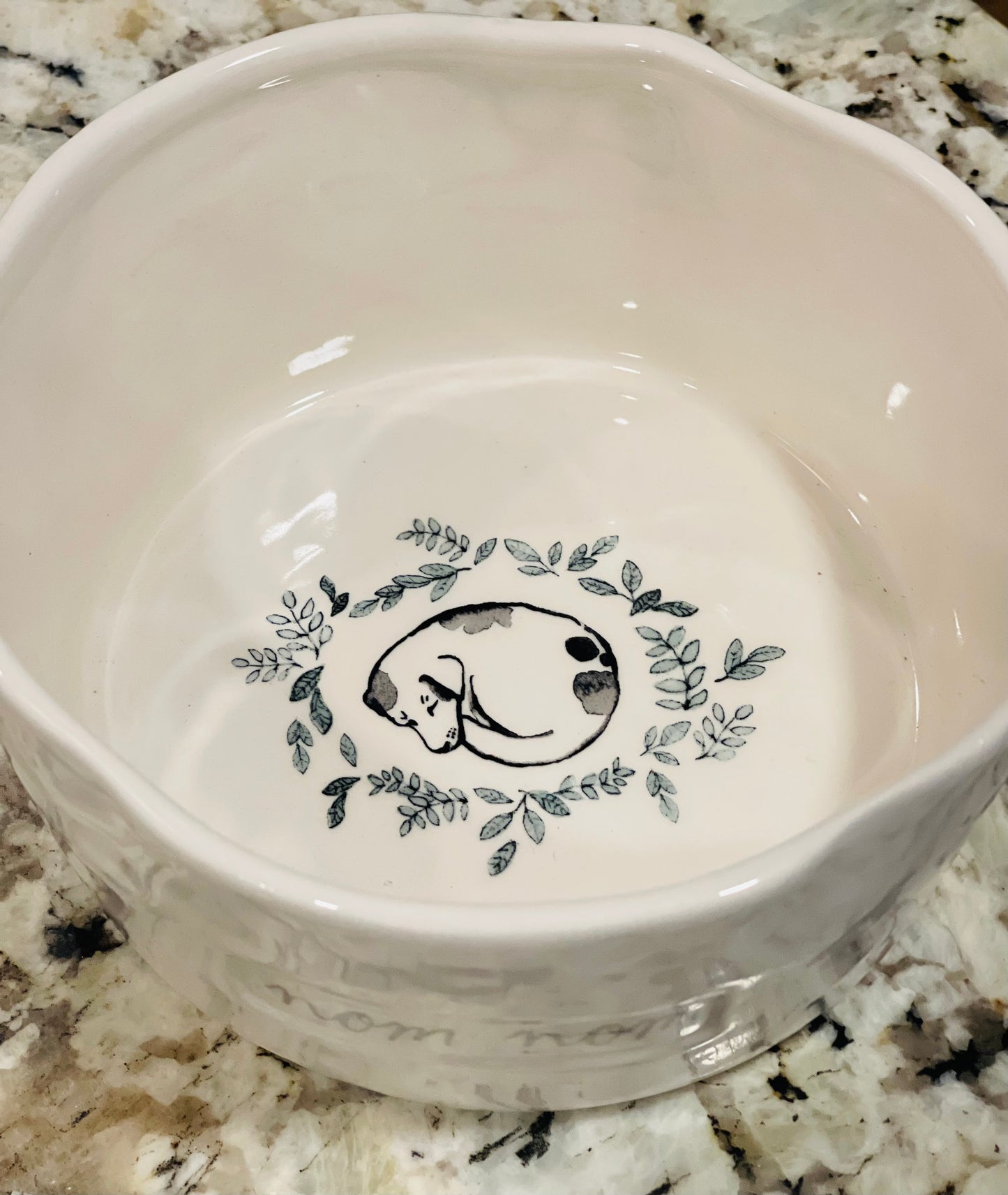 New Rae Dunn NOM NOM script pet dog food dish / bowl