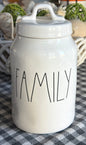 Rae Dunn white ceramic FAMILY canister