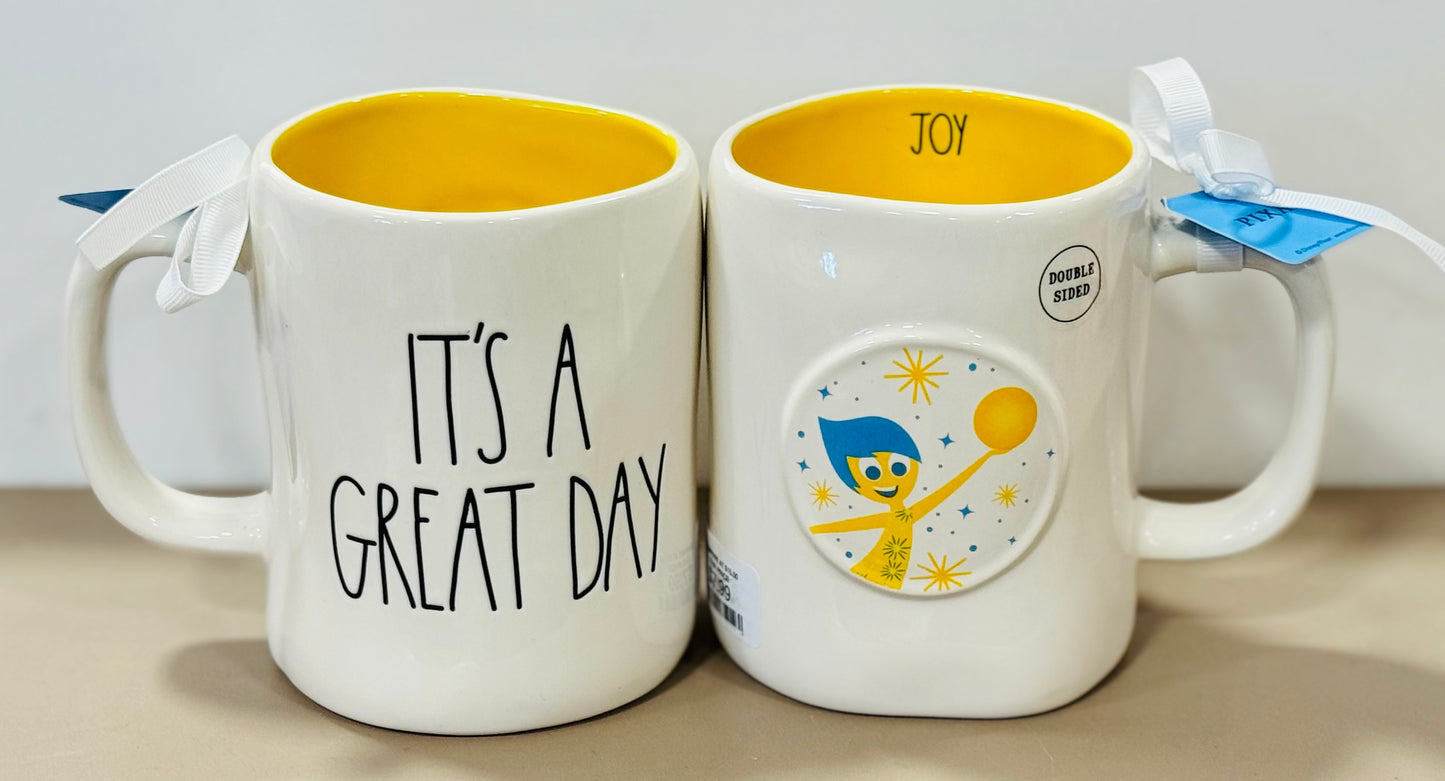 New Rae Dunn x Pixar’s Inside Out ceramic coffee mug IT’S A GREAT DAY (Joy)