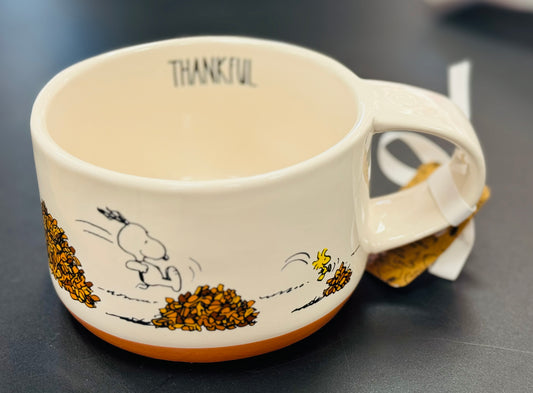 New Rae Dunn x Peanuts Snoopy ceramic fall bowl THANKFUL